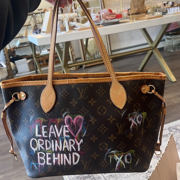 Louis Vuitton Neverfull pm Monogram w/ hand painted quote - Picture 2 of 7